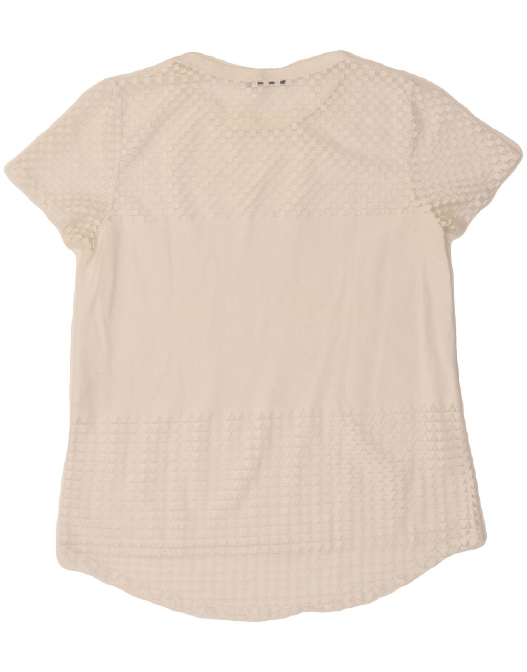 ZARA Womens T-Shirt Top UK 12 Medium White Geometric Cotton Vintage Zara and Second-Hand Zara from Messina Hembry 