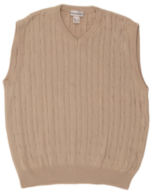 Vintage Mens Vest Tank Top UK 42 Mare Bej Bumbac