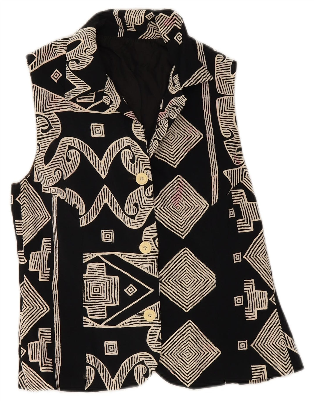 Vestă vintage pentru femei UK 8 Small Black Geometric