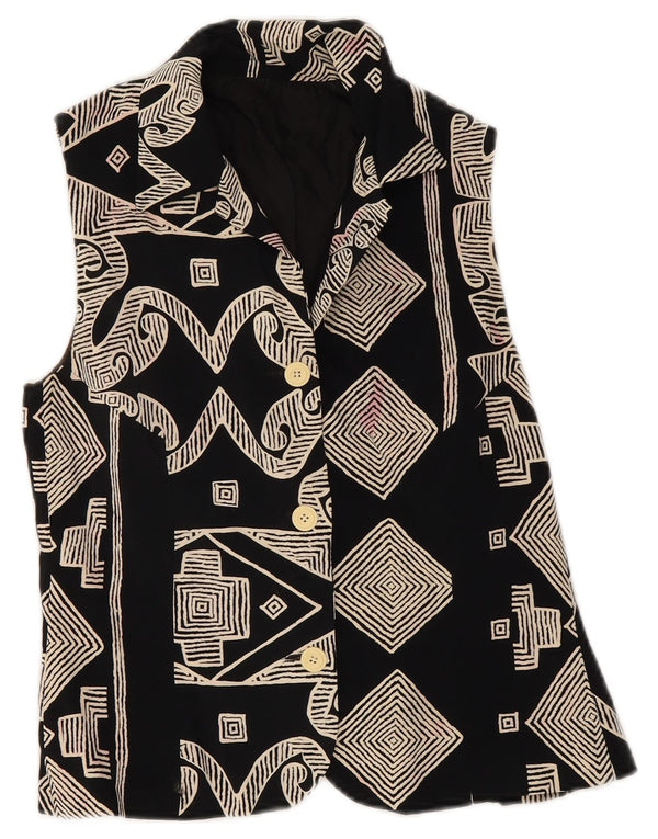 Vestă vintage pentru femei UK 8 Small Black Geometric