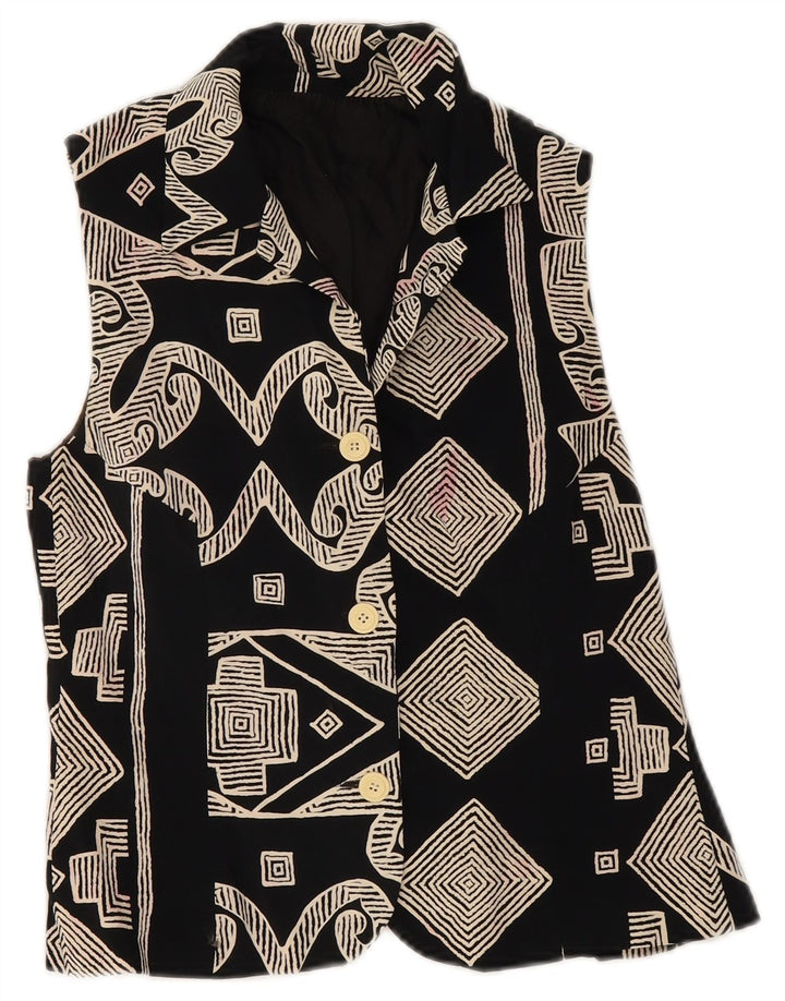 Vestă vintage pentru femei UK 8 Small Black Geometric