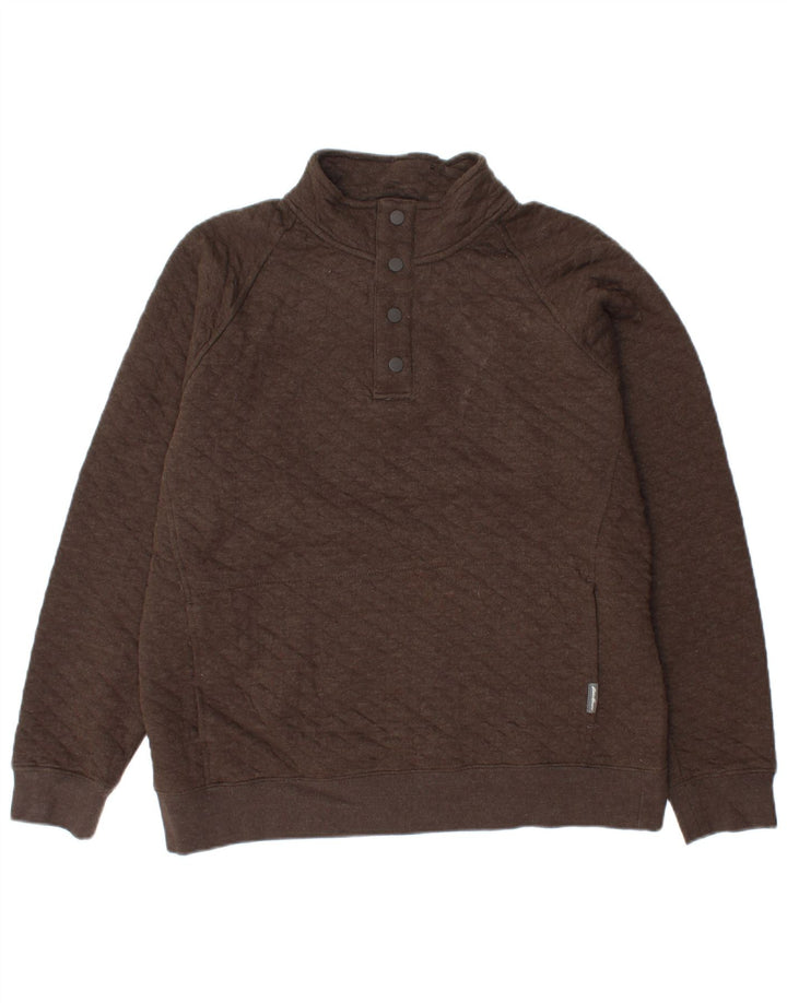 EDDIE BAUER Hanorac pentru bărbați cu gât cu nasturi Pulover din bumbac maro mediu