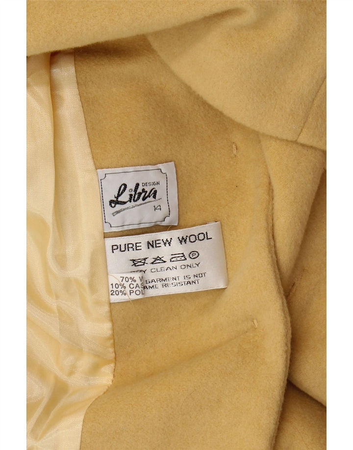 LIBRA Womens 3 Button Blazer Jacket UK 14 Large Yellow Wool Vintage Libra and Second-Hand Libra from Messina Hembry 