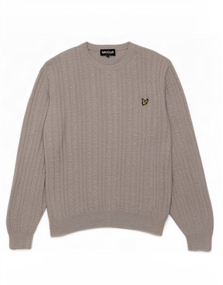 Pulover Lyle & Scott pentru bărbați, cu gât roșu, bumbac mare, gri