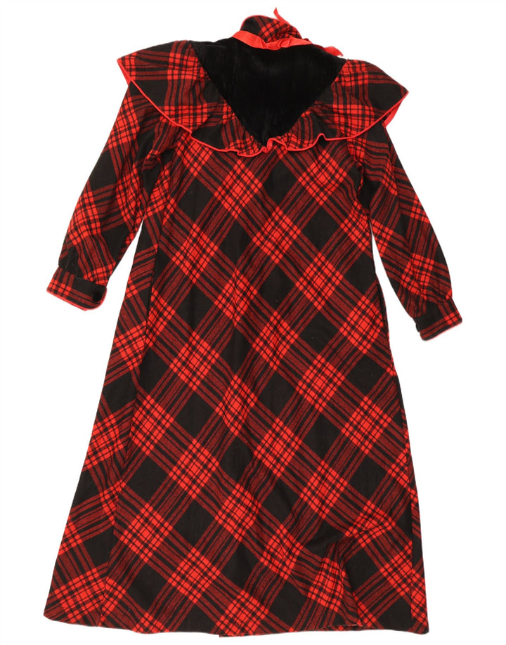 Rochie cămașă maxi vintage pentru femei UK 14 Lână mare cu carouri roșii