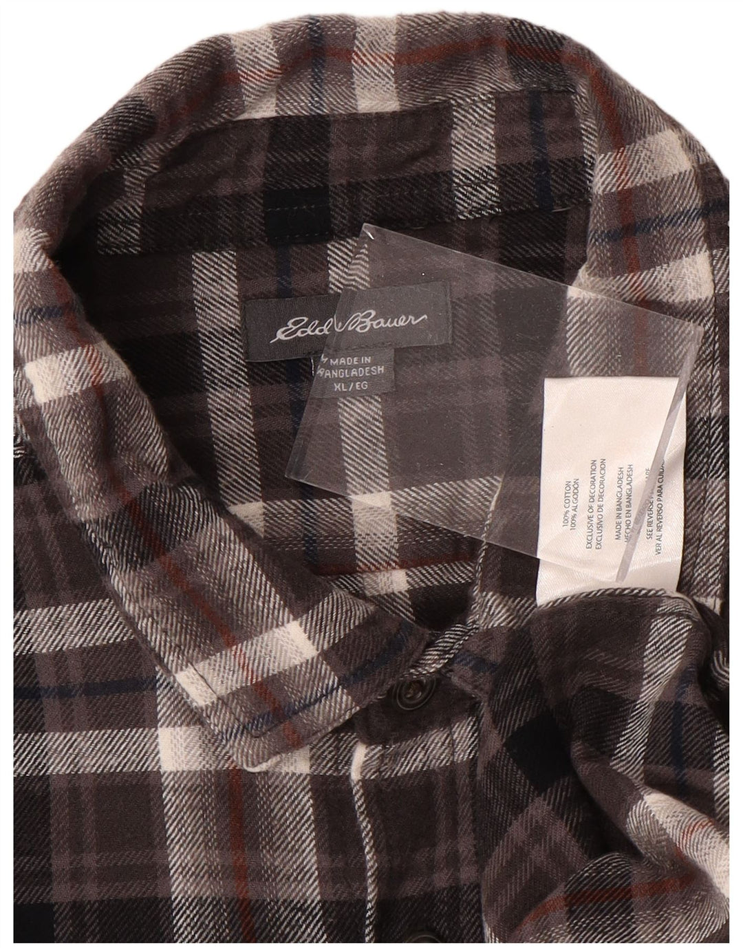Cămașă de flanel cu carouri EDDIE BAUER, bumbac cu carouri XL maro