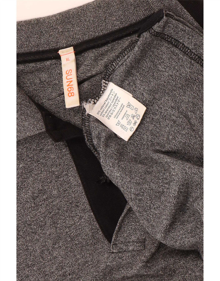 Sun68 Tricou polo cu mânecă lungă pentru bărbați XL bumbac gri