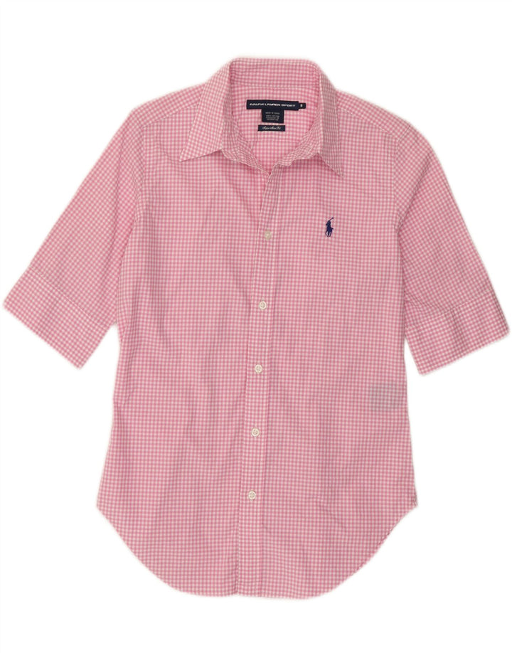 Cămașă cu mânecă scurtă pentru femei Ralph Lauren US 6 Medium Pink Gingham