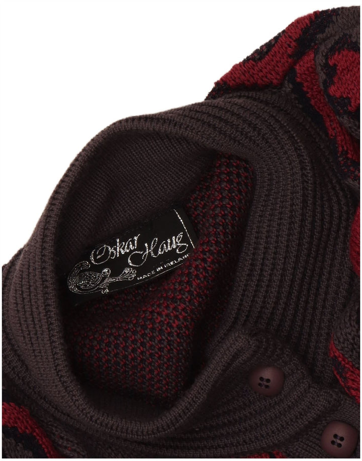 Pulover cardigan supradimensionat pentru femei Oskar Haug UK 16 mare, gri, geometric