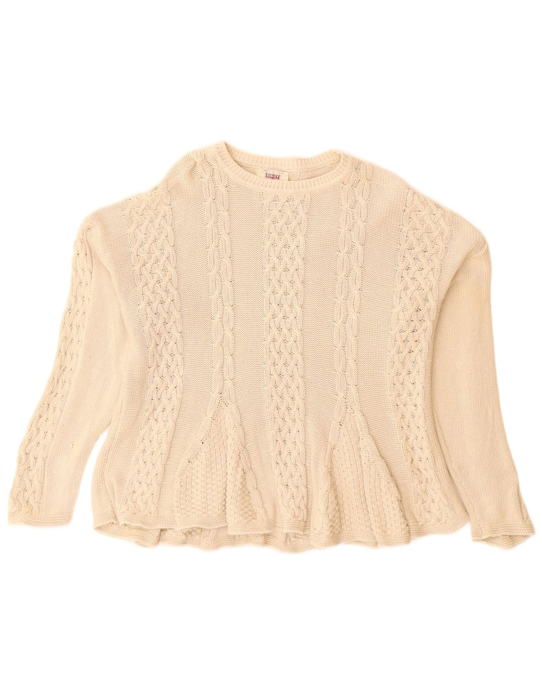 Pulover pentru femei Sisley Relaxed Elegance cu decolteu triplu, UK 14 Bej mediu