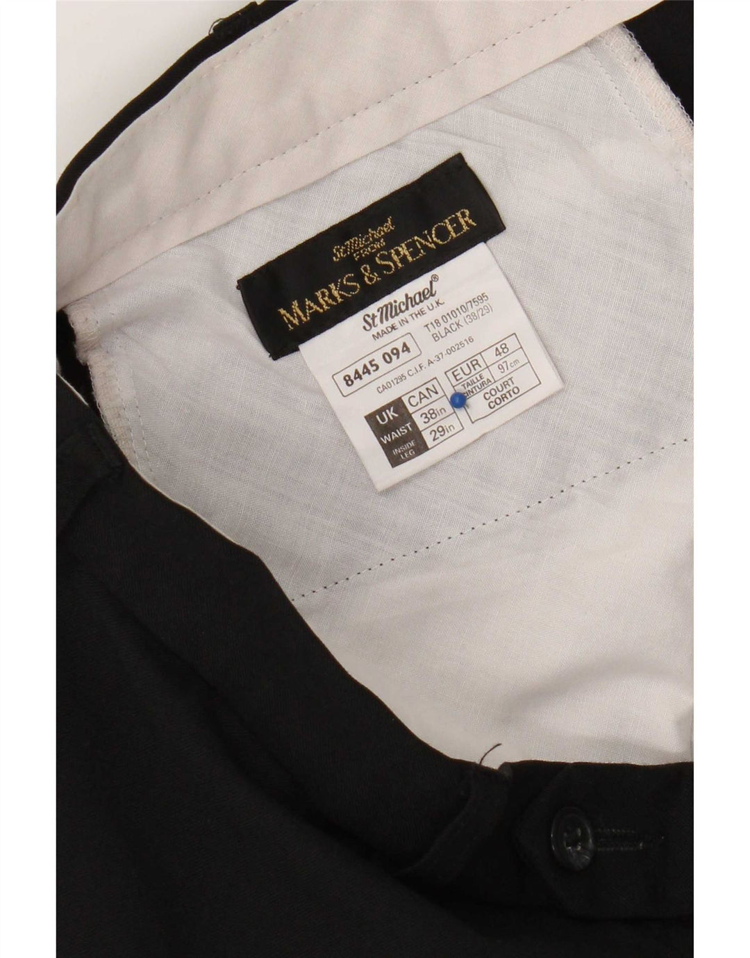 Pantaloni chino drepți pentru bărbați Marks & Spencer L38 L29 Poliester negru