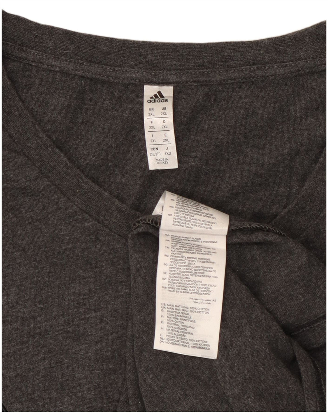 ADIDAS Mens T-Shirt Top 2XL Grey Cotton