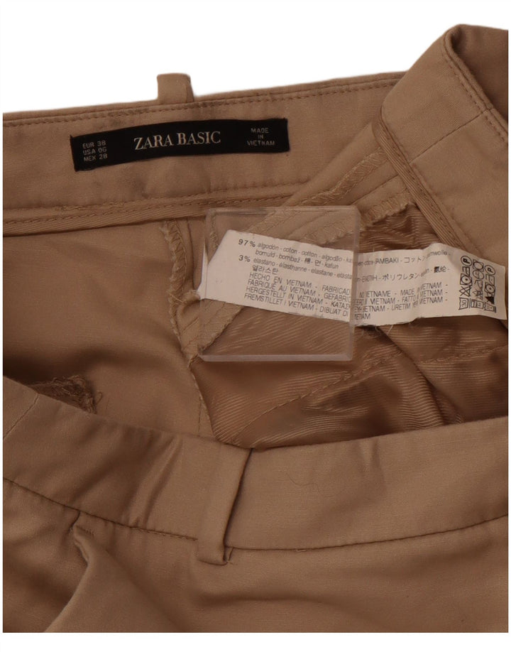 Pantaloni chino conici pentru femei ZARA EU 38 Mici L28 L25 Bumbac maro