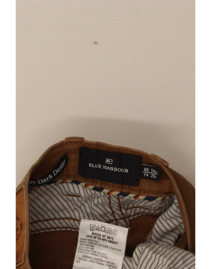 Blugi drepți pentru bărbați Marks & Spencer Blue Harbour W34 L29 bumbac maro