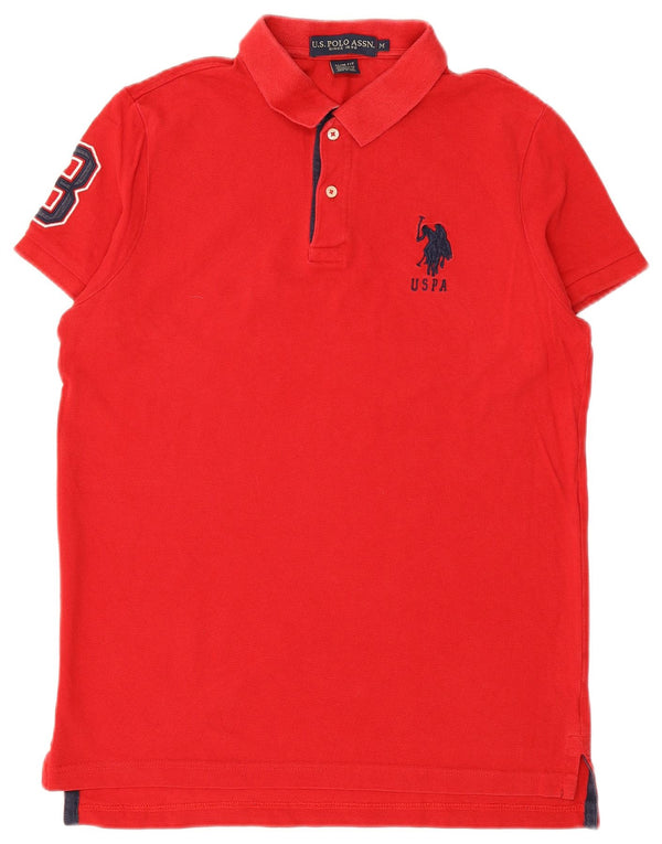 U.S. POLO ASSN. Cămașă polo pentru bărbați grafic slim fit bumbac roșu mediu