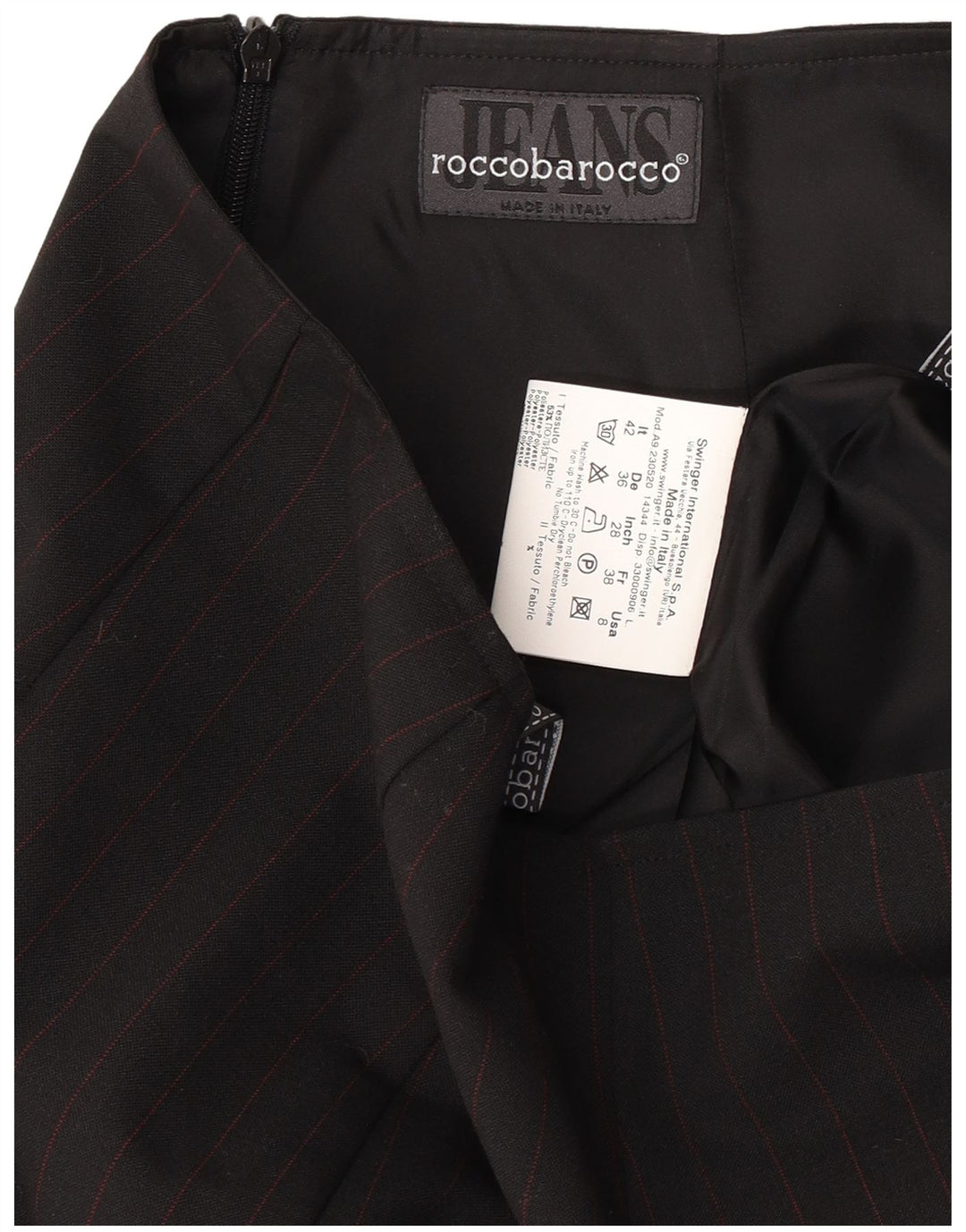 Fusta creion pentru femei Roccobarocco IT 42 Medium W26 Black Pinstripe