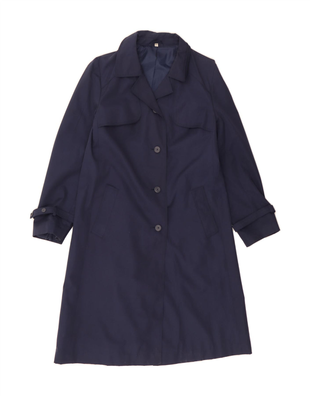 GALLERY Womens Trench Coat IT 42 Medium Navy Blue Polyester Vintage Gallery and Second-Hand Gallery from Messina Hembry 