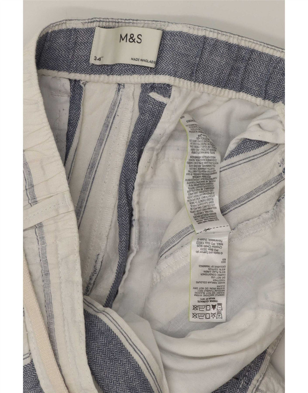 Pantaloni scurți chino pentru bărbați Marks & Spencer W34, lenjerie mare cu dungi albe