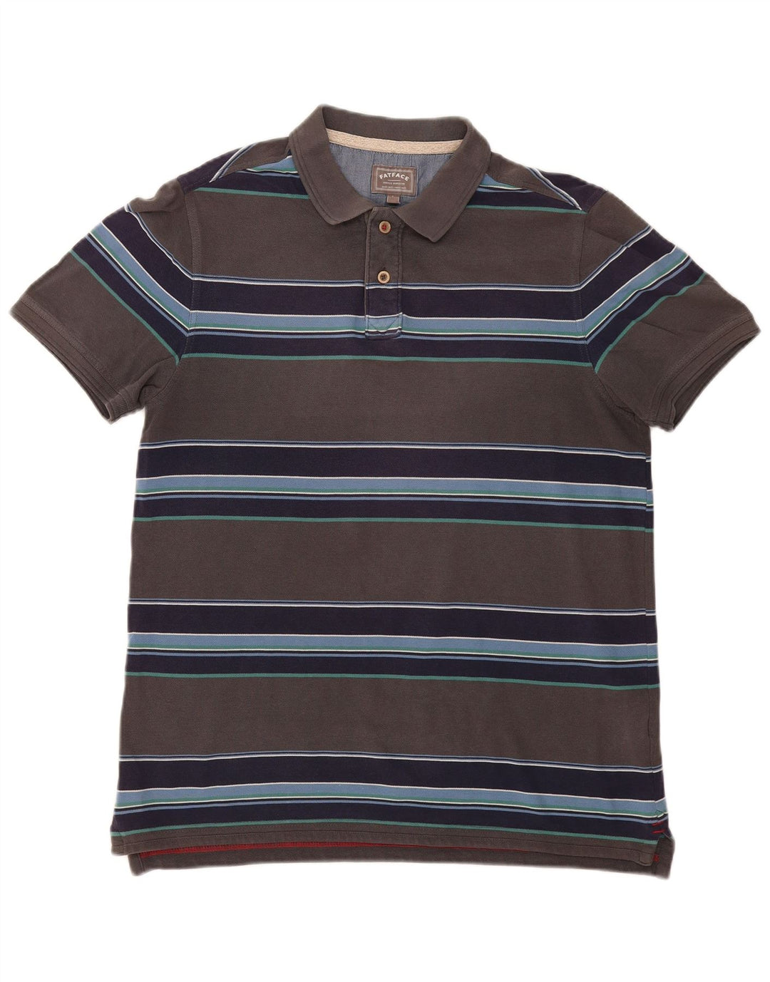 Tricou polo pentru bărbați Fat Face, mare, gri, bumbac cu dungi