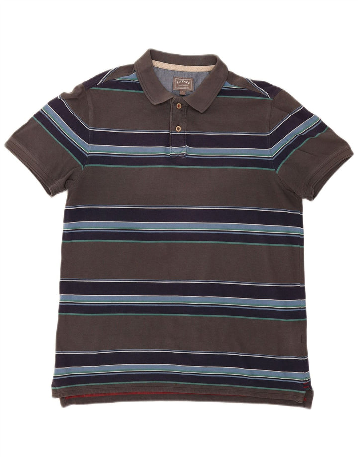 Tricou polo pentru bărbați Fat Face, mare, gri, bumbac cu dungi
