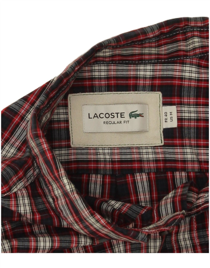 Cămașă de flanel pentru bărbați Lacoste Regular Fit Mărimea 40, bumbac cu carouri roșii medii