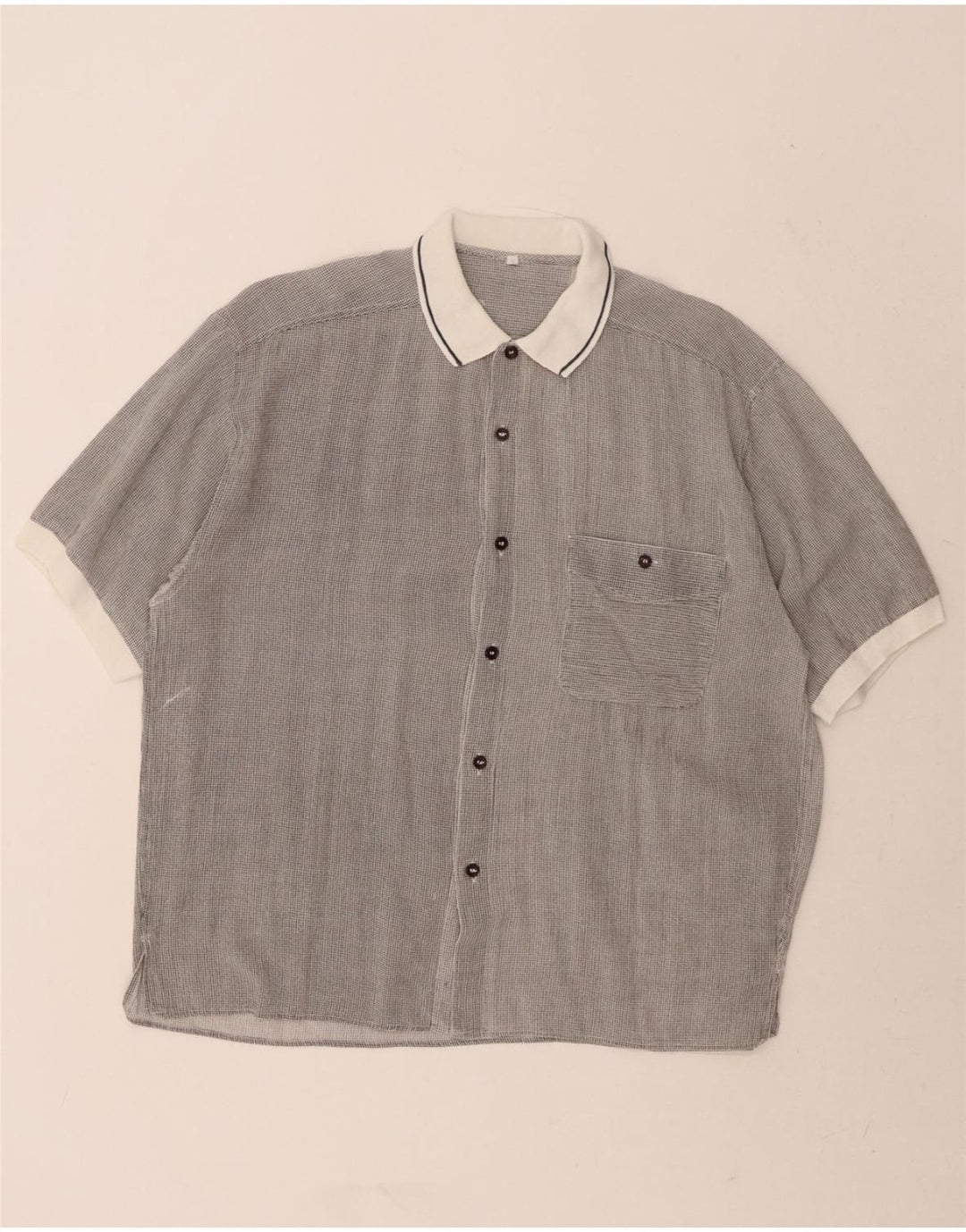 VINTAGE Mens Short Sleeve Shirt Medium Grey Spotted Vintage Vintage and Second-Hand Vintage from Messina Hembry 