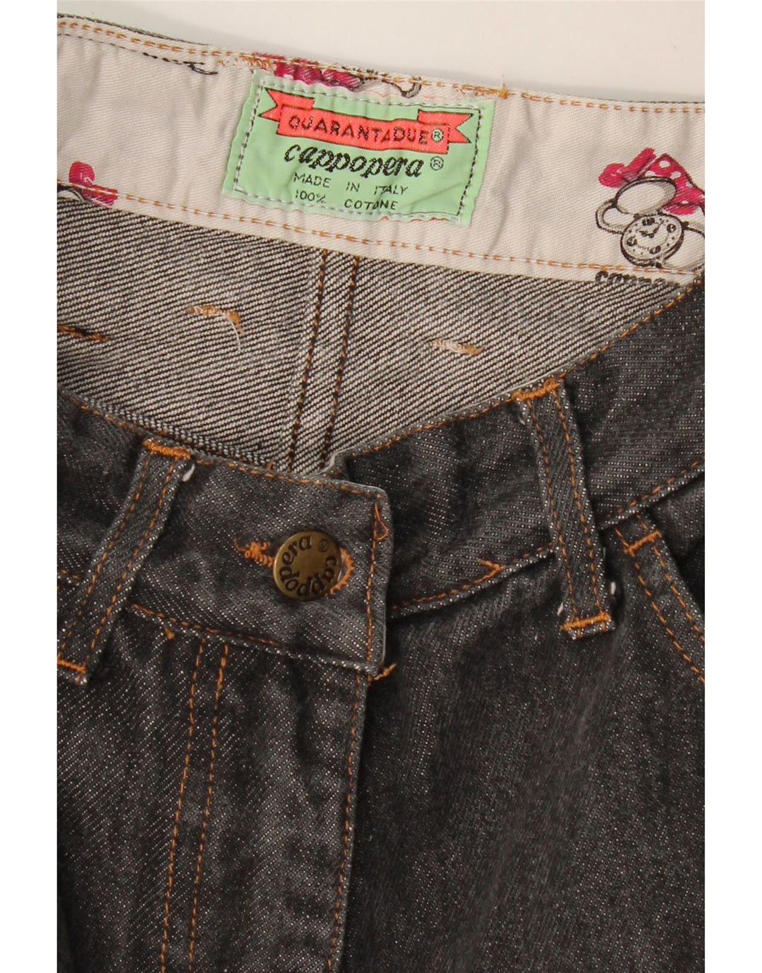 Pantaloni scurți din blugi cu talie înaltă pentru femei CAPPOPERA W26, bumbac gri mic