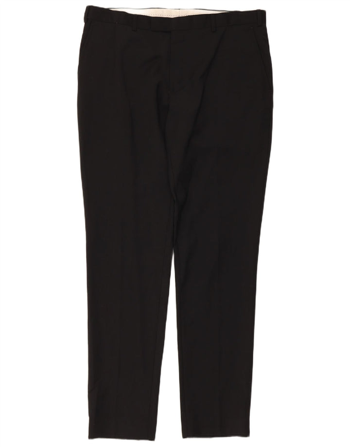 Pantaloni de costum pentru bărbați Dkny Slim Fit L36 L33 Lână neagră