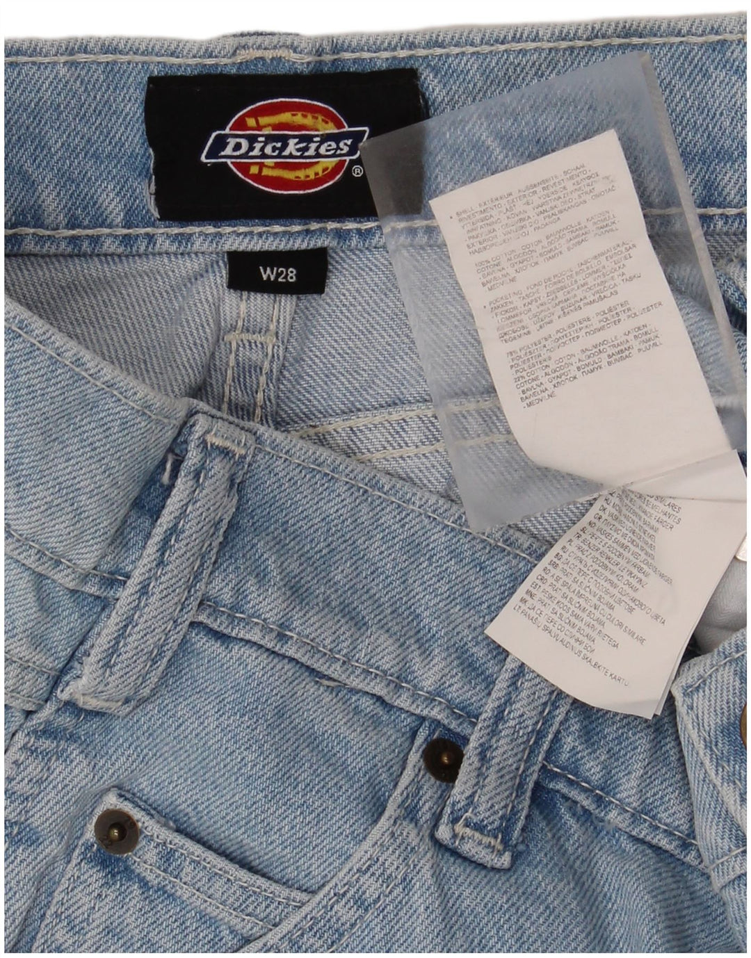 Pantaloni scurți din denim cargo DICKIES pentru bărbați W28, bumbac albastru mic