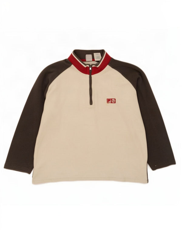 Pulover Fila pentru bărbați, cu fermoar, cu gât, mare, bumbac color bloc