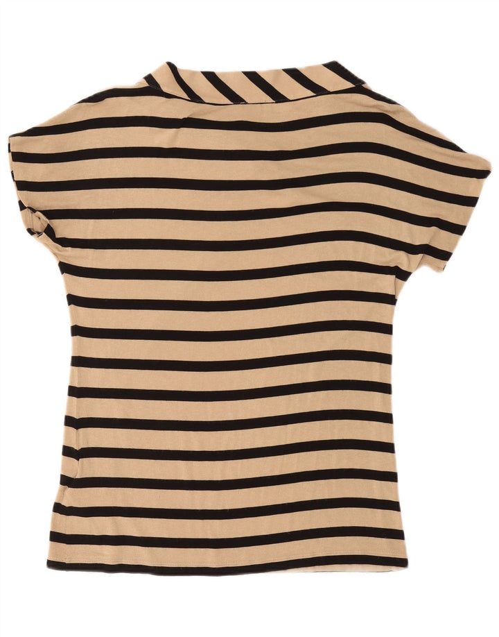 PHASE EIGHT Bluză cu papion pentru femei UK 12 Medium Bej Viscoză cu dungi