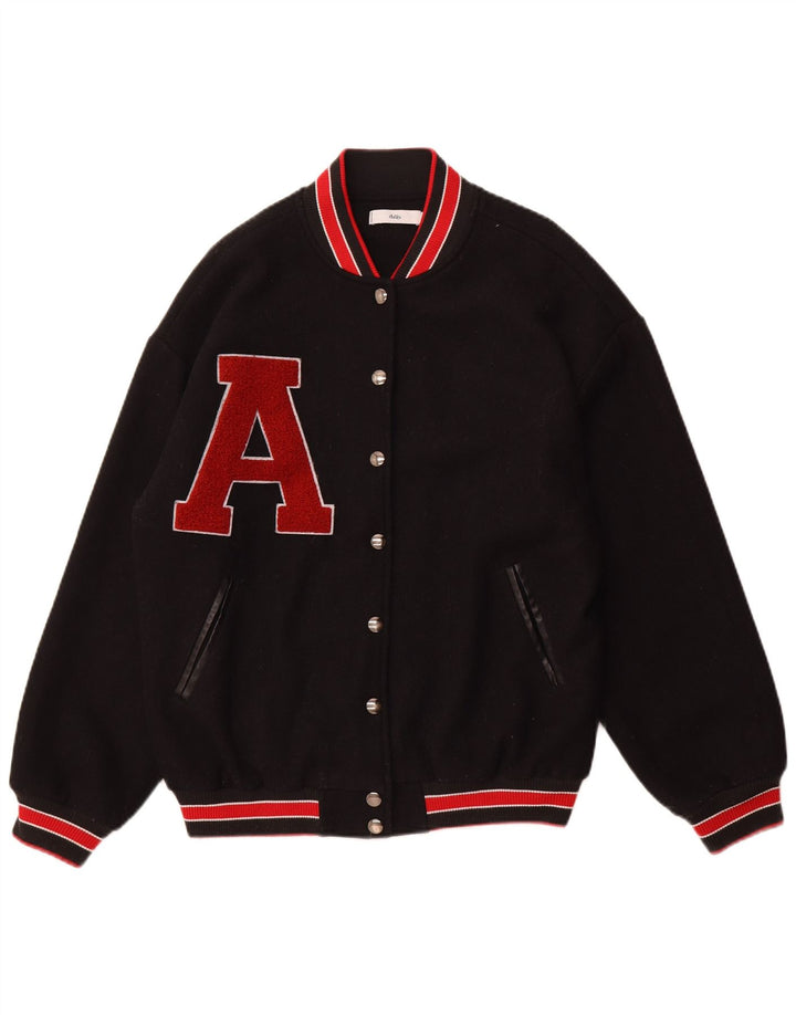 Jachetă vintage pentru bărbați cu grafică Varsity UK 38 Poliester mediu negru