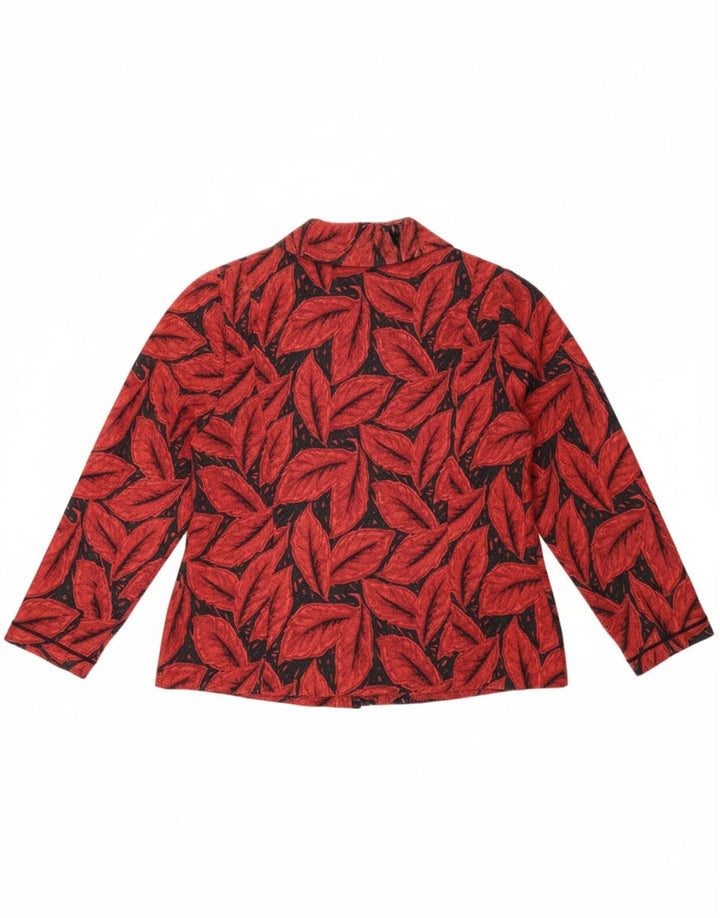 VINTAGE Womens 3/4 Sleeve Blazer Jacket UK 14 Medium Red Floral