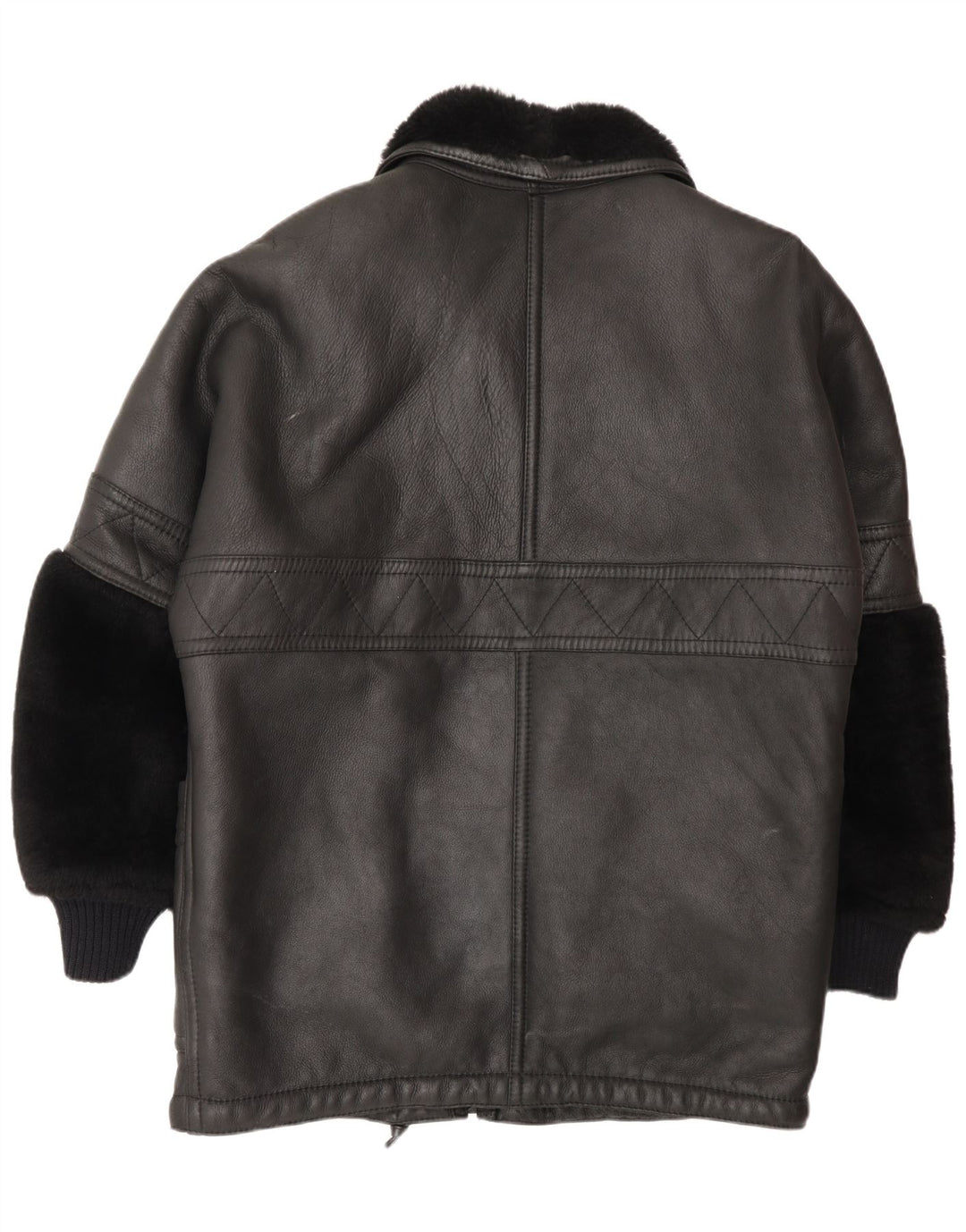 Jachetă vintage pentru bărbați din shearling UK 44 2XL negru din shearling