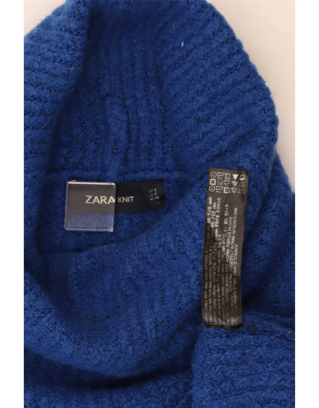 Pulover supradimensionat pentru femei Zara, cu gât rulat, UK 10 Mic, albastru acrilic