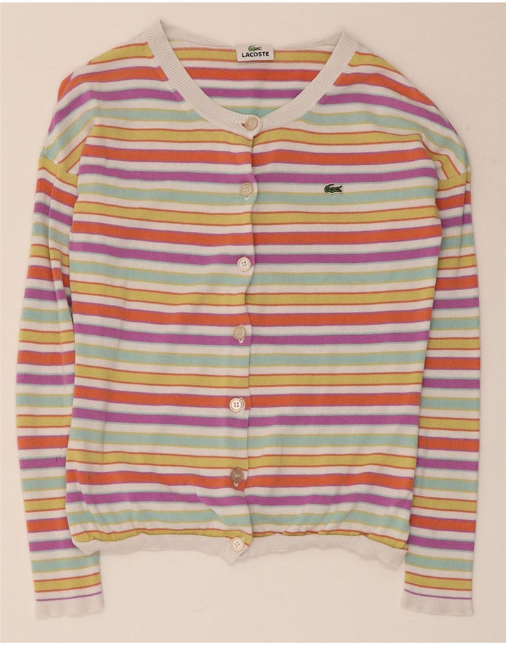Pulover Lacoste Crop Cardigan pentru Damă Mărimea 36 Mic, Multicolor, Dungi