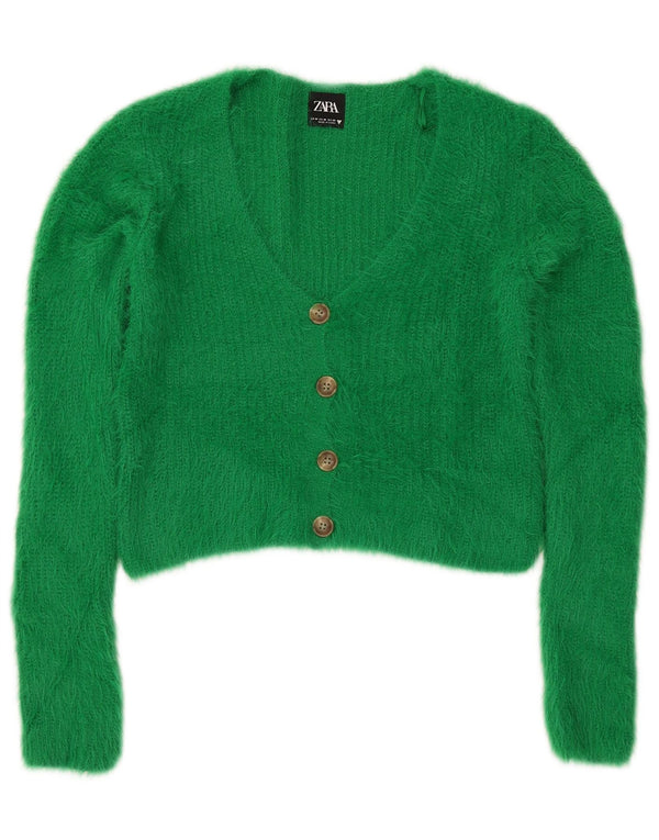Pulover cardigan pentru femei Zara UK 12, nailon verde mediu