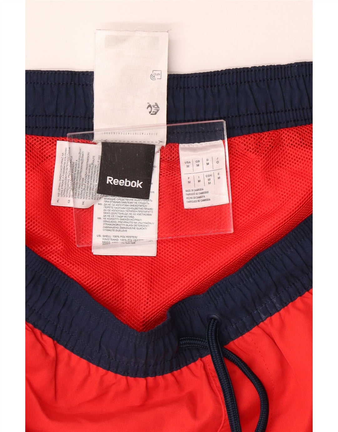 Pantaloni scurți sport grafic REEBOK pentru bărbați, poliester roșu mediu