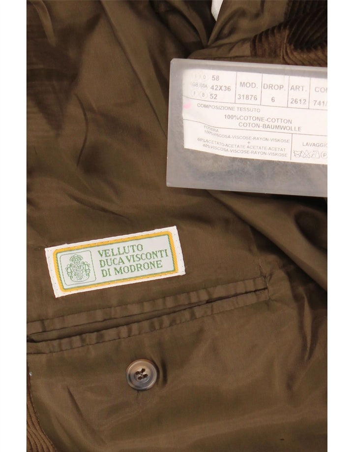 Velluto Duca Visconti Jachetă pentru bărbați din velur cu 3 nasturi, UK 42 XL Kaki