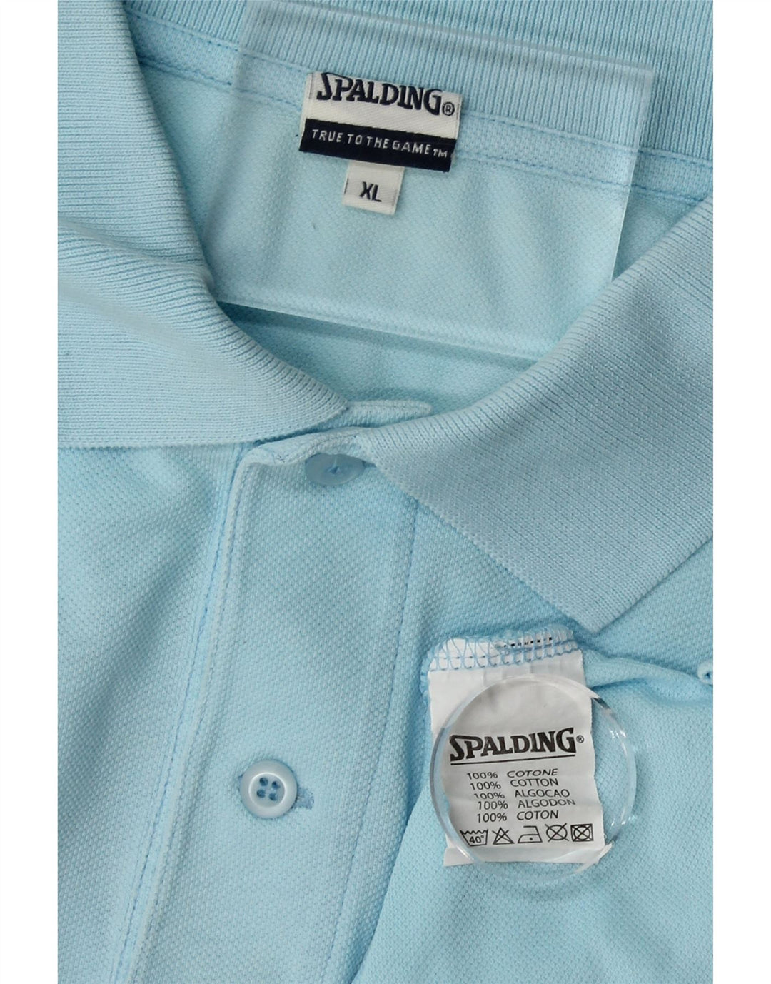 SPALDING Mens Polo Shirt XL Blue Cotton Vintage Spalding and Second-Hand Spalding from Messina Hembry 