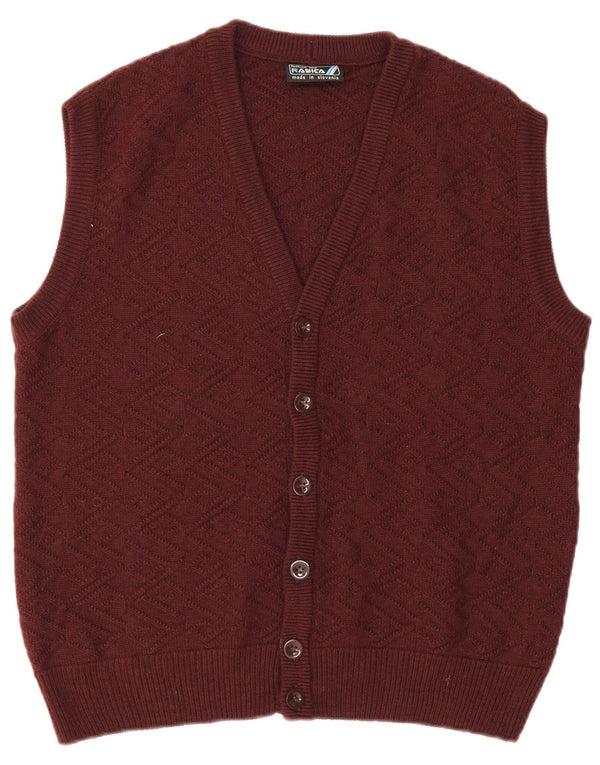 Pulover cardigan fără mâneci pentru bărbați Rasica IT 48 Chevron Burgundy mediu