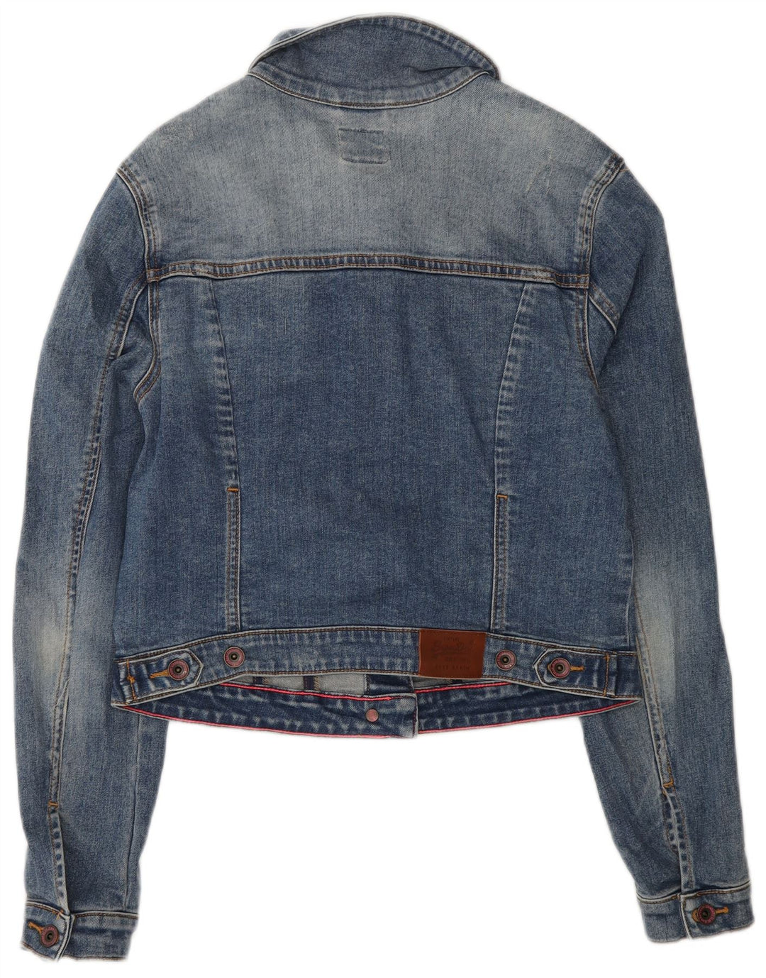 Jachetă Superdry de denim crop pentru femei UK 14, mare, albastru, bumbac