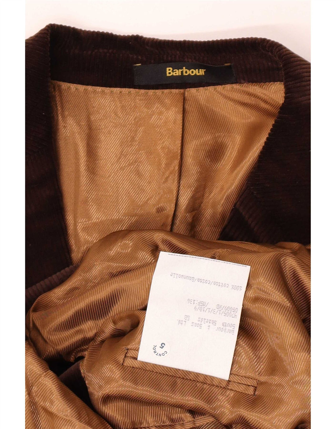 Jachetă Barbour pentru bărbați din velur cu 2 nasturi, IT 56 3XL, bumbac maro