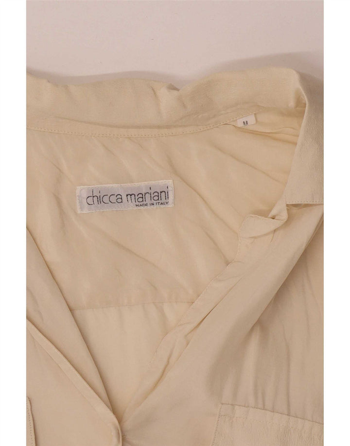 Bluză cămașă supradimensionată pentru femei Vintage UK 14 Medium Off White