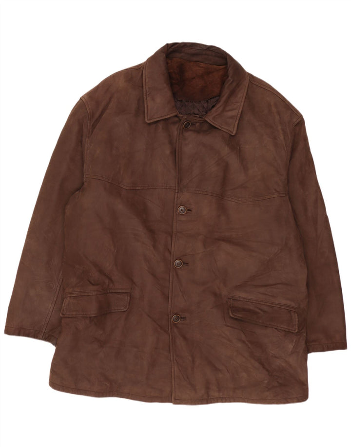 Jachetă de piele vintage pentru bărbați UK 42 XL din piele maro