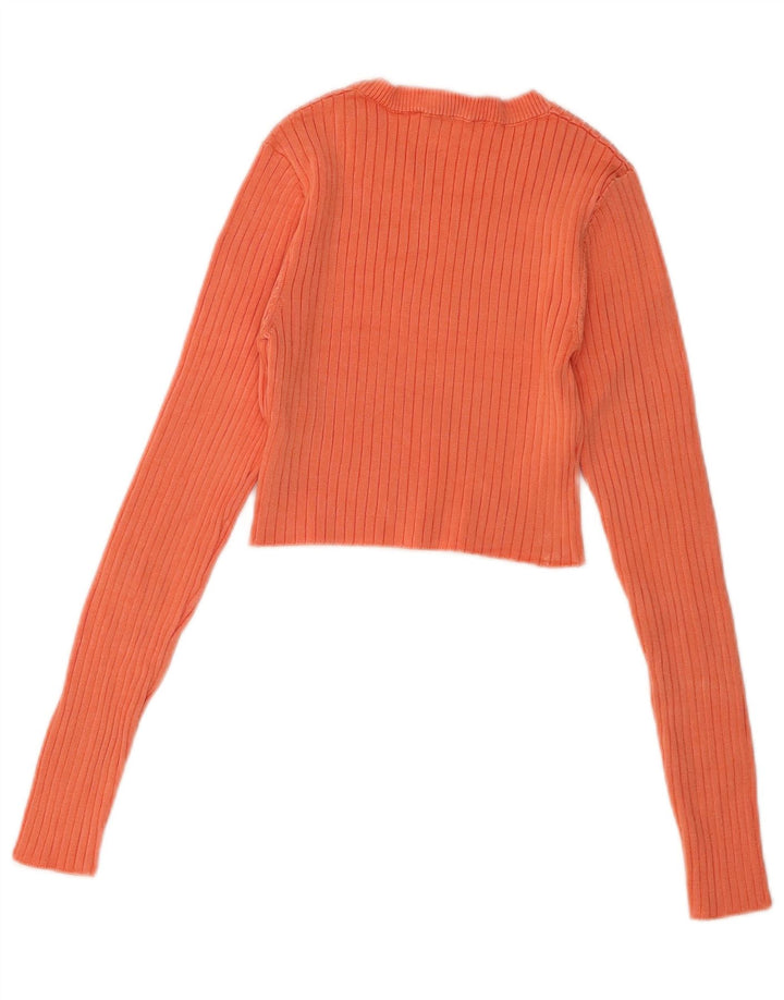 Crop Top pentru femei Zara cu mânecă lungă UK 8 mic portocaliu viscoză