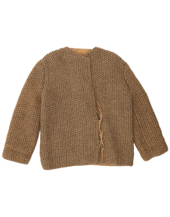 Jachetă vintage pentru femei din tricot, UK 12, maro mediu