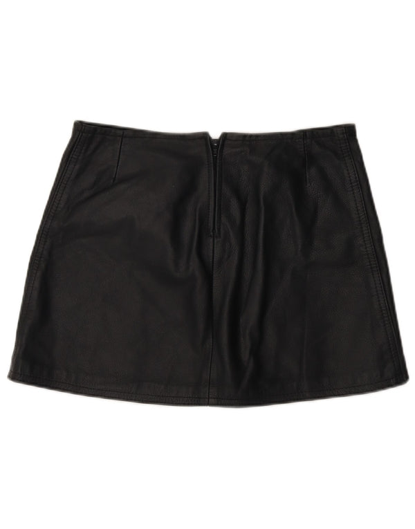 Fusta Mini din piele Vintage pentru femei W28 Medium Black