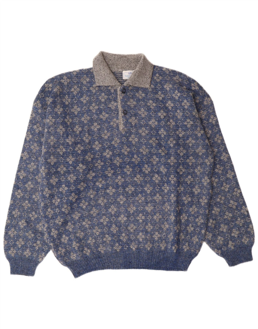 Umberto Severi Pulover cu gât polo pentru bărbați IT 52 Mare Albastru Floral