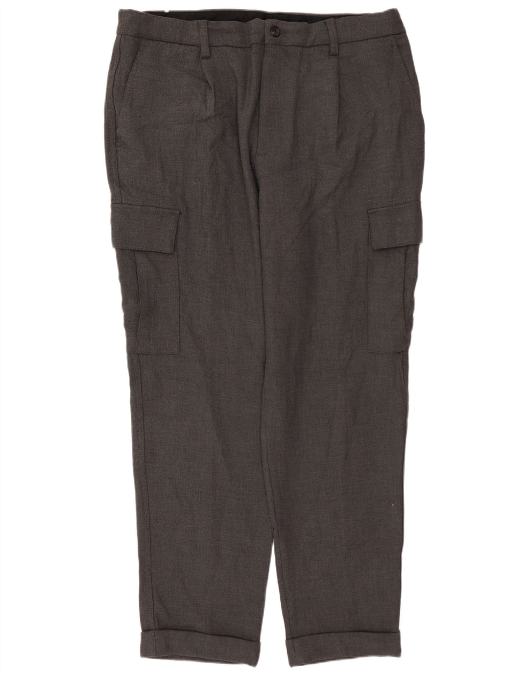 Pantaloni cargo drepti pentru bărbați ZARA EU 46 XL W36 L30 poliester gri